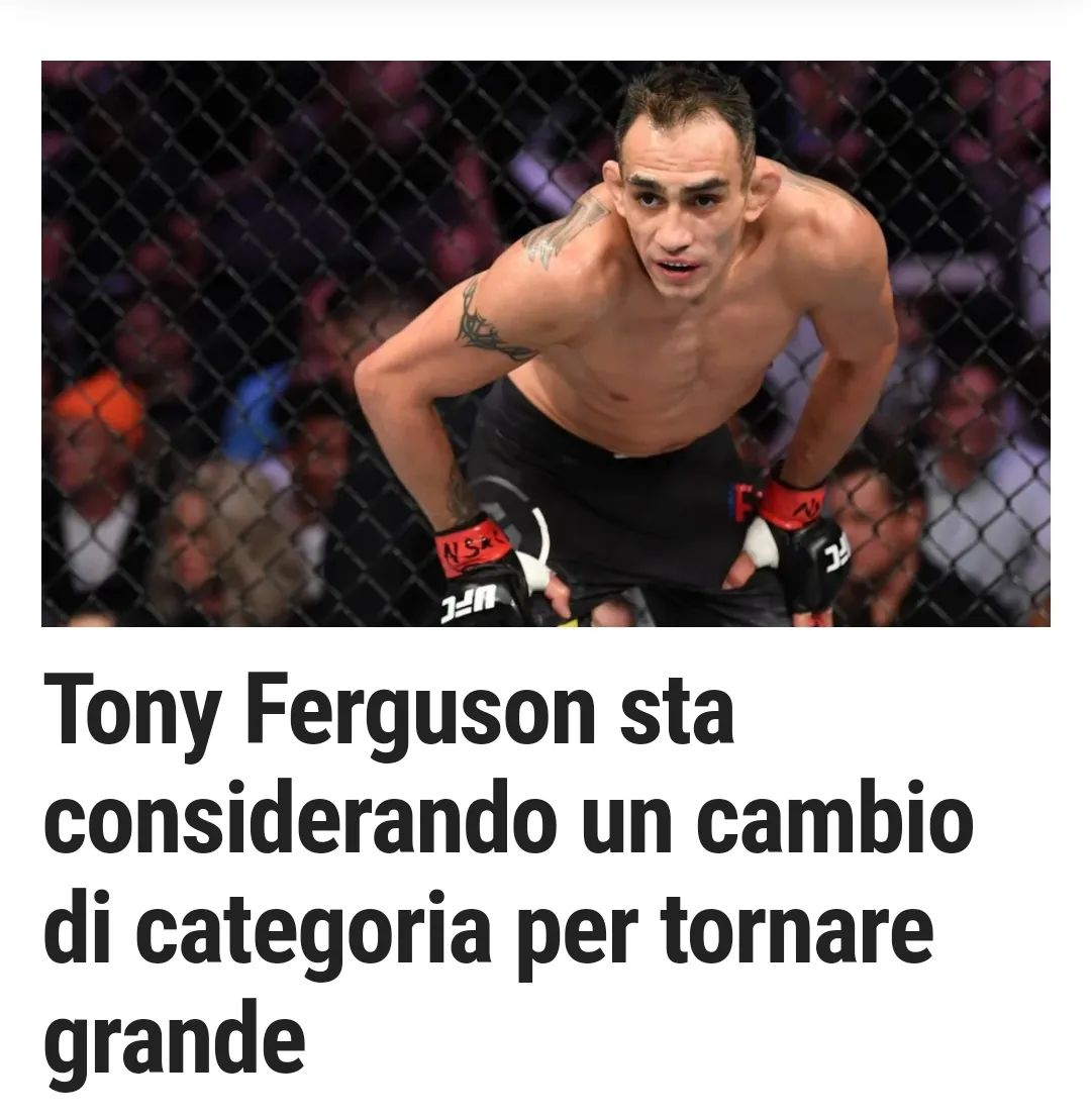 Nonostante le 4 sconfitte consecutive (di cui 2 prima del limite) Tony Ferguson non sembra assolutamente voler gettare la spugna, anzi...

Articolo completo su www.tuttomma.it

#UFC #MMA #ufcnews #mmanews