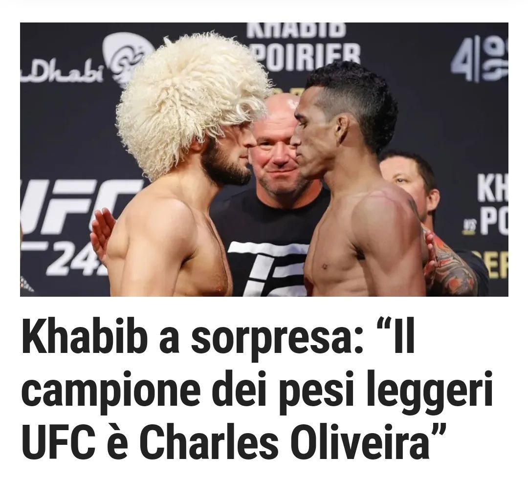 Il daghestano ha parole d'elogio per Oliveira, ma allo stesso tempo non lo reputa all'altezza del suo eterno amico Islam Makhachev.

Articolo completo su www.tuttomma.it

#UFC #MMA #mmanews #ufcnews